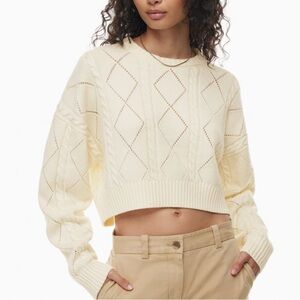 Aritzia Sunday Best Peggy Cropped Sweater | NWOT | Whisper White | Size M